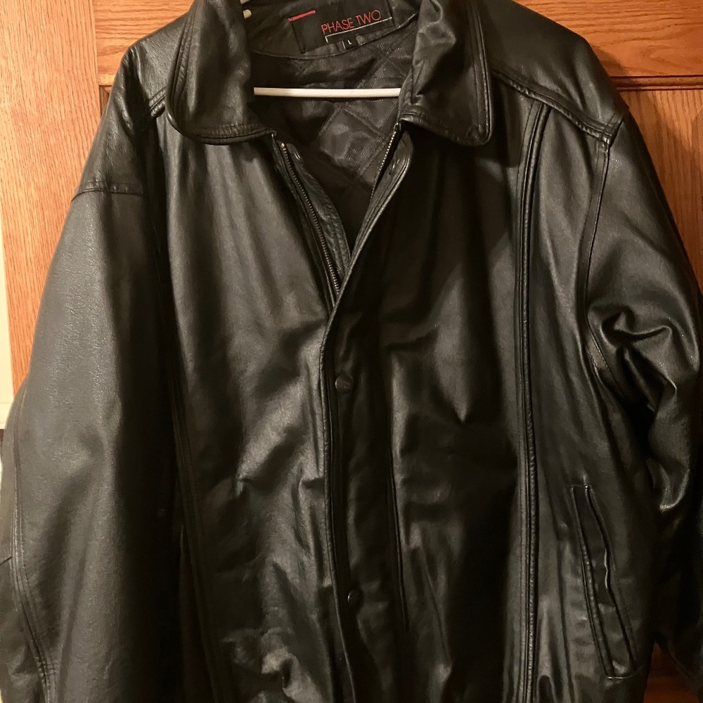 Mens quilted lined leather jacket